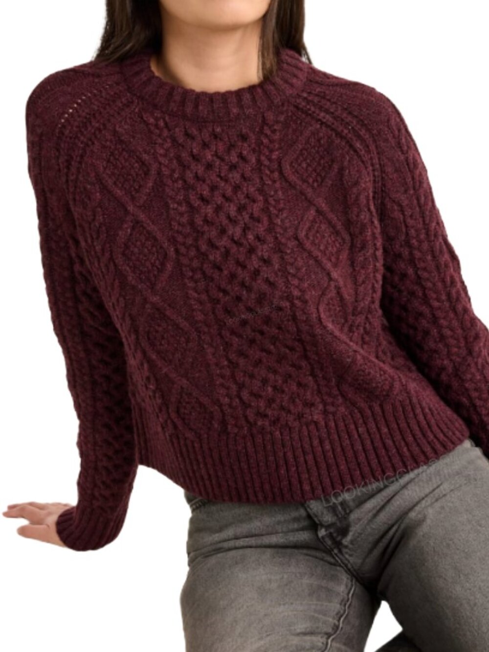 Pendleton Fisherman Cable Knit Sweater XL Burgundy Wool Cropped NWT